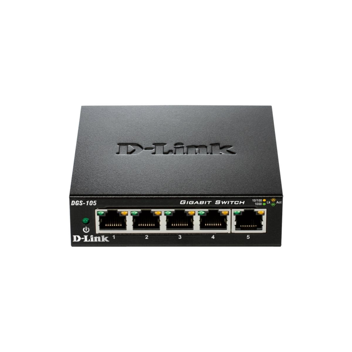 D-Link DGS-105/B 5-port 10/100/1000 Unmanaged Desktop Switch D-Link DGS-105/B 5-port 10/100/1000 Unmanaged Desktop Switch